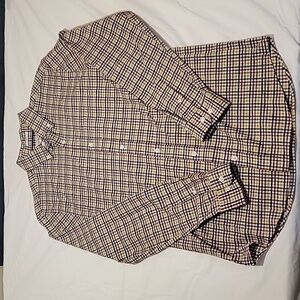 Hawker Rye Stretched Oxford Button Down Shirt Slim Fit Mustard Plaid Soft